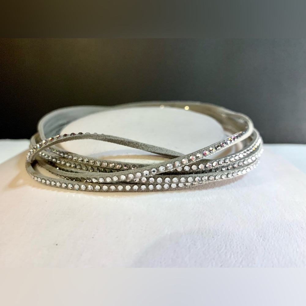 Swarovski suede and rhinestone choker / bracelet